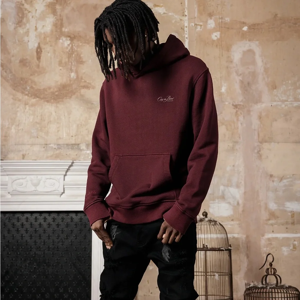 Only The Blind London MAROON ESSENTIAL HOODIE S Maroon Color Men Small Fashion - Picture 4 of 13